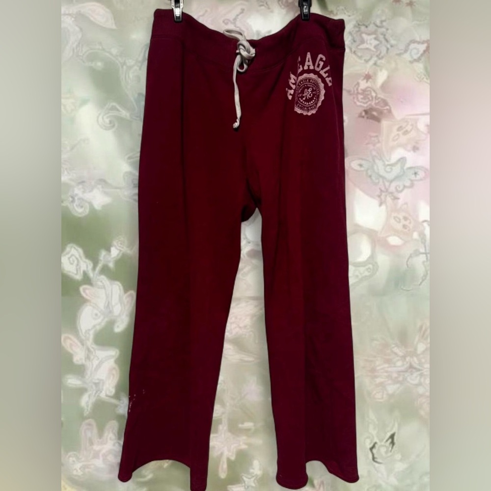 American Eagle Red Flare Sweatpants | Drawstring Lounge Pants